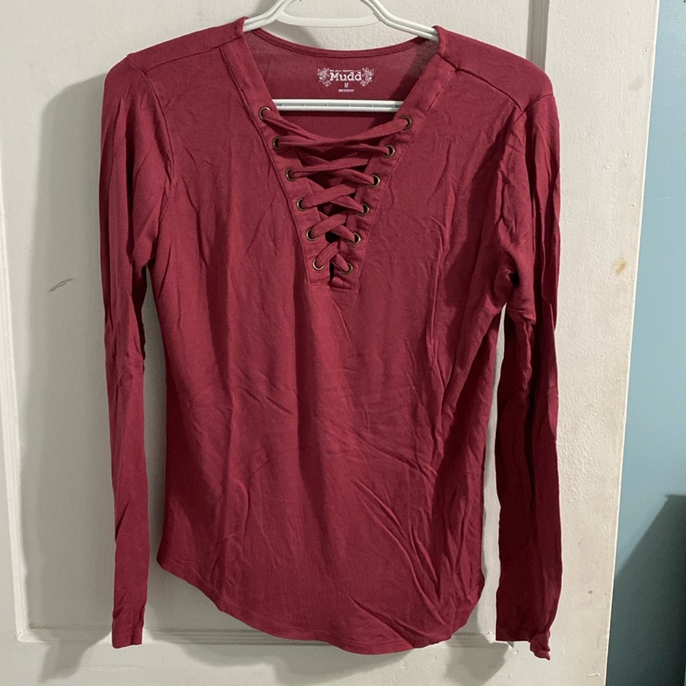 Mudd long sleeve shirt with criss cross detail in front